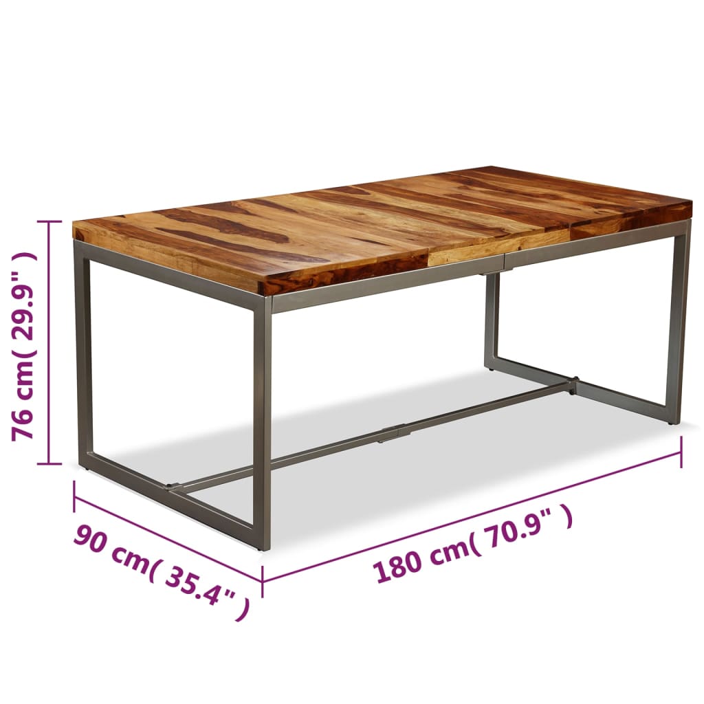 Matbord massivt sheshamträ och stål 180 cm