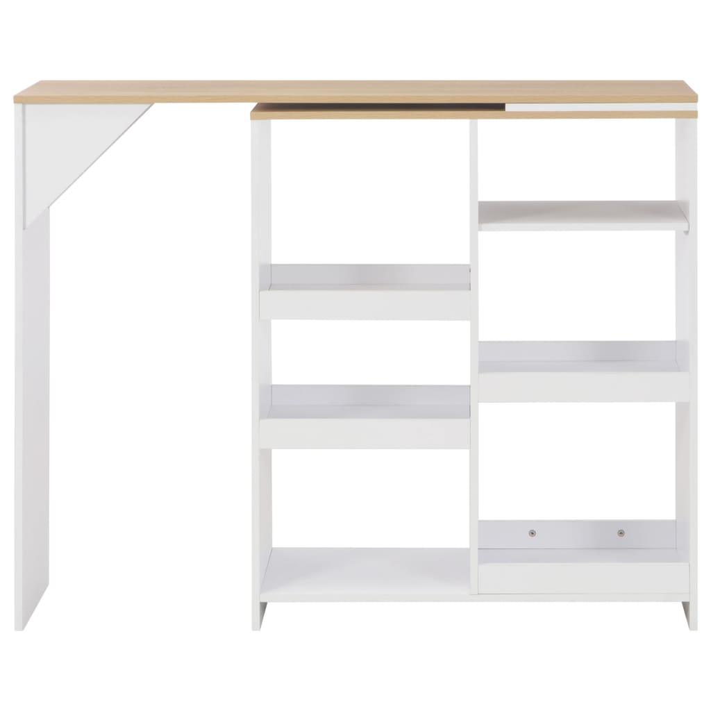 Barbord med flyttbar hylla vit 138x39x110 cm - HQ5