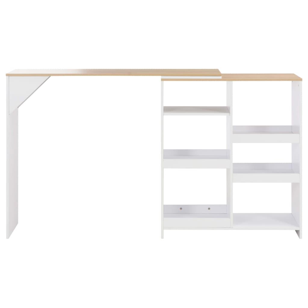 Barbord med flyttbar hylla vit 138x39x110 cm - HQ5