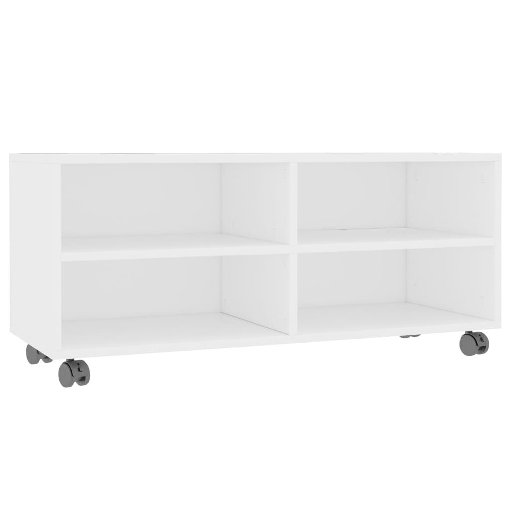 Tv-bänk med hjul vit 90x35x35 cm konstruerat trä - HQ5