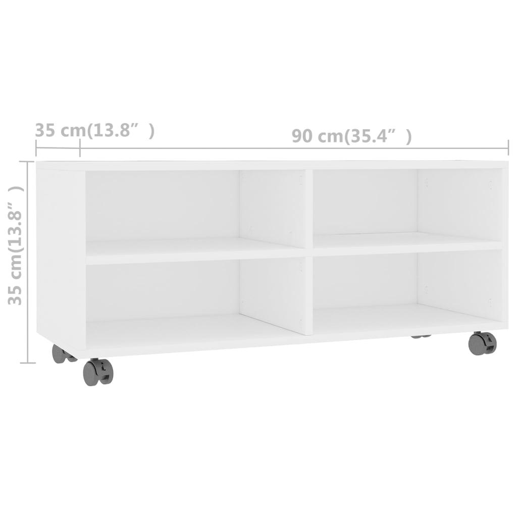 Tv-bänk med hjul vit 90x35x35 cm konstruerat trä - HQ5