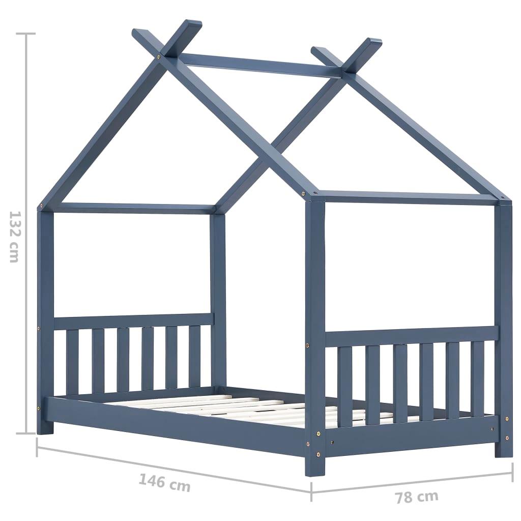 Barnsäng grå massiv furu 70x140 cm - HQ5