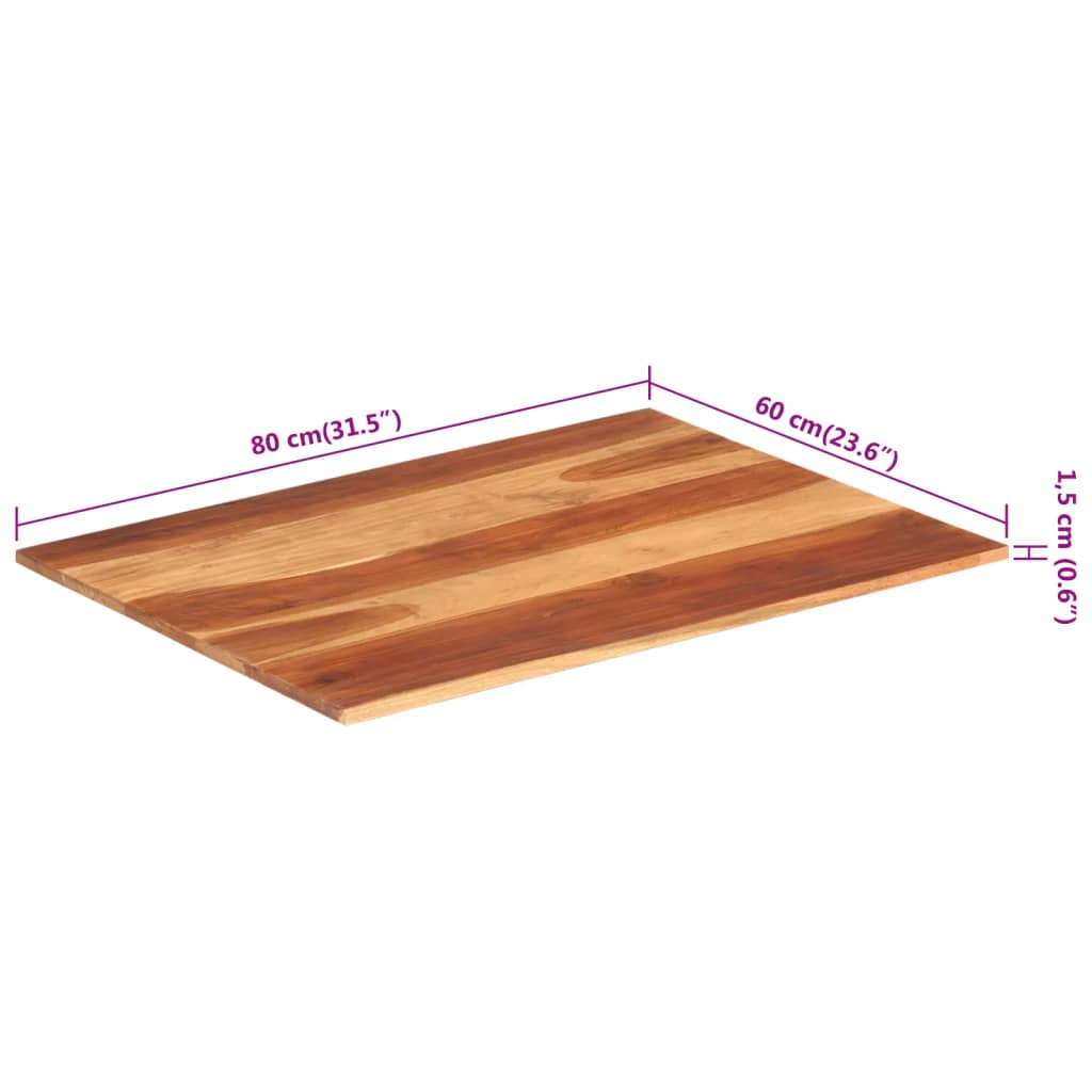 Bordsskiva massivt akaciaträ 15-16 mm 60x80 cm