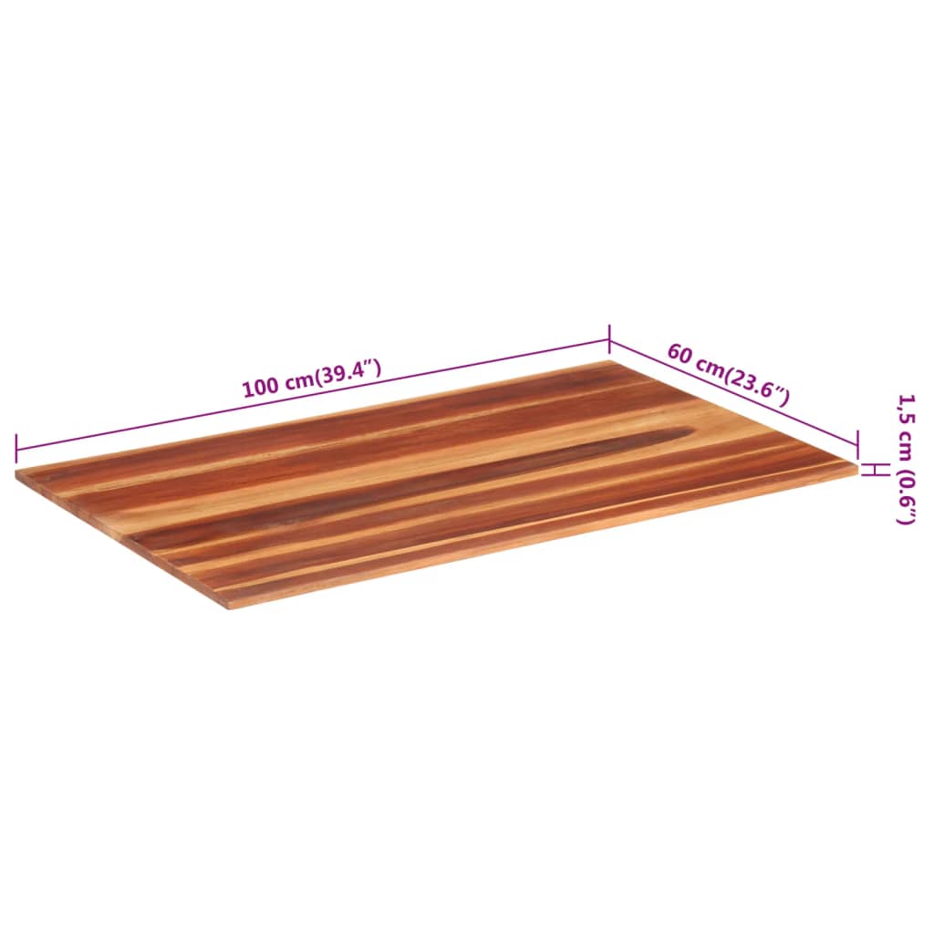 Bordsskiva massivt akaciaträ 15-16 mm 60x100 cm