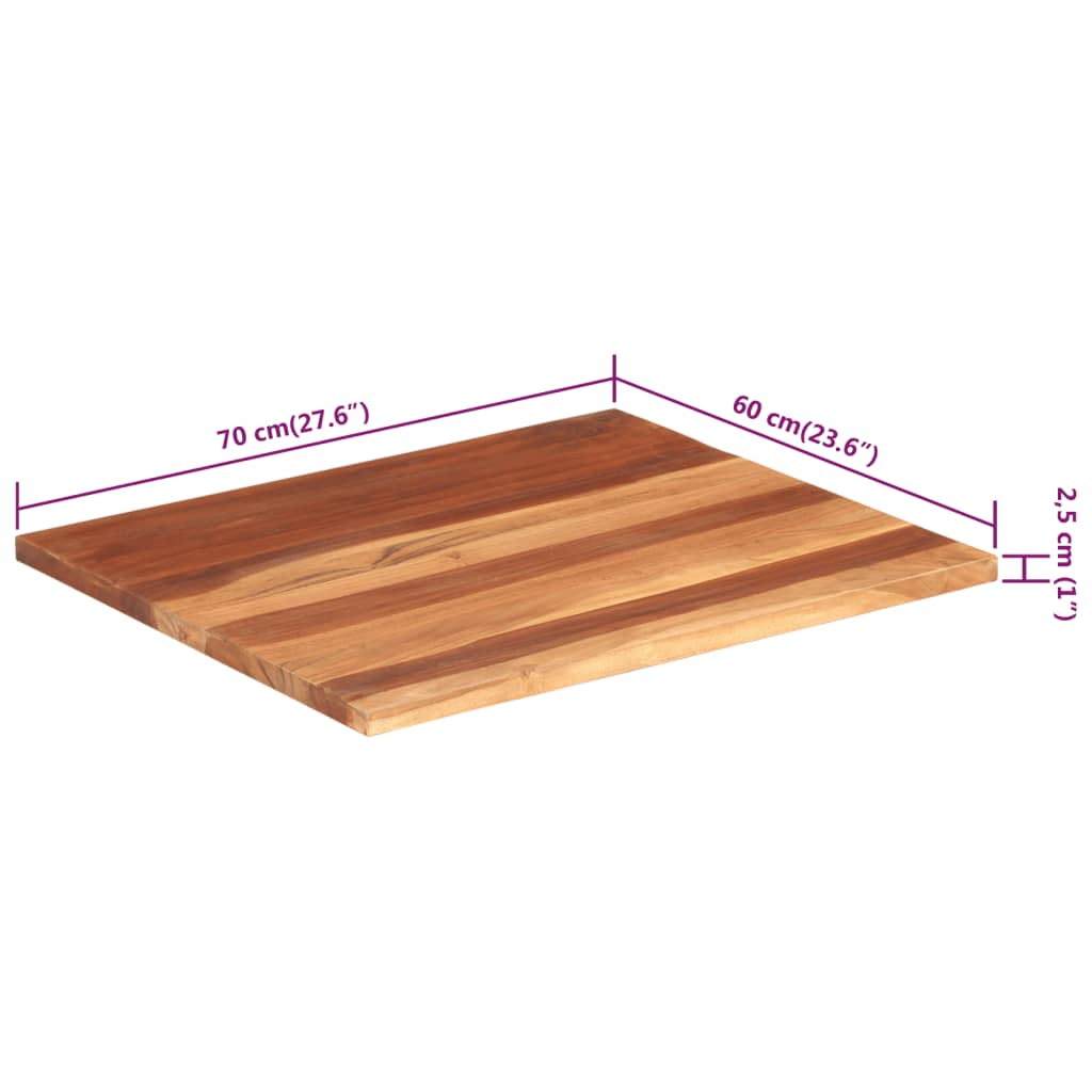 Bordsskiva massivt akaciaträ 25-27 mm 60x70 cm