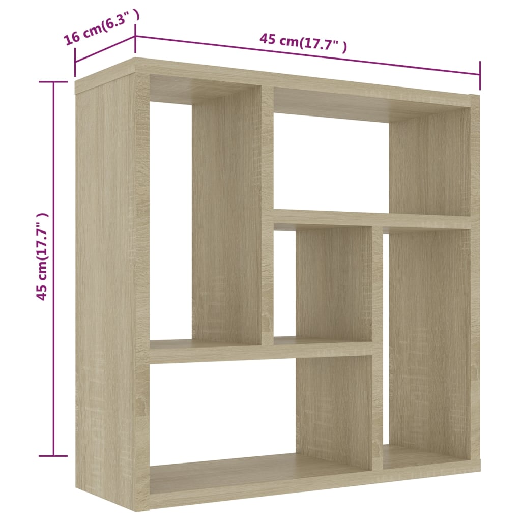 Vägghylla sonoma-ek 45,1x16x45,1 cm konstruerat trä