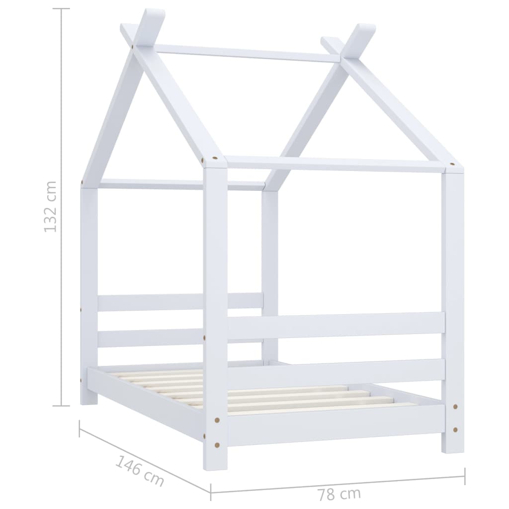 Barnsäng vit massiv furu 70x140 cm