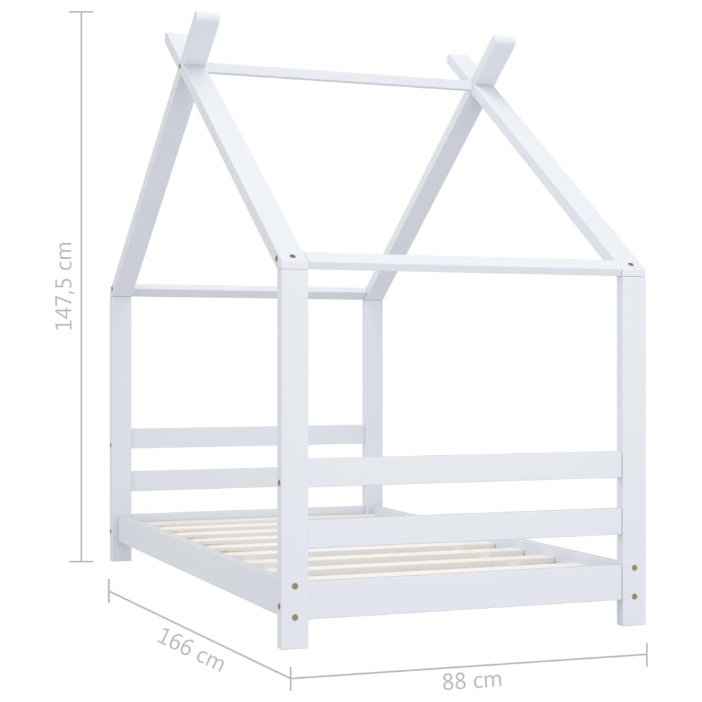 Barnsäng vit massiv furu 80x160 cm