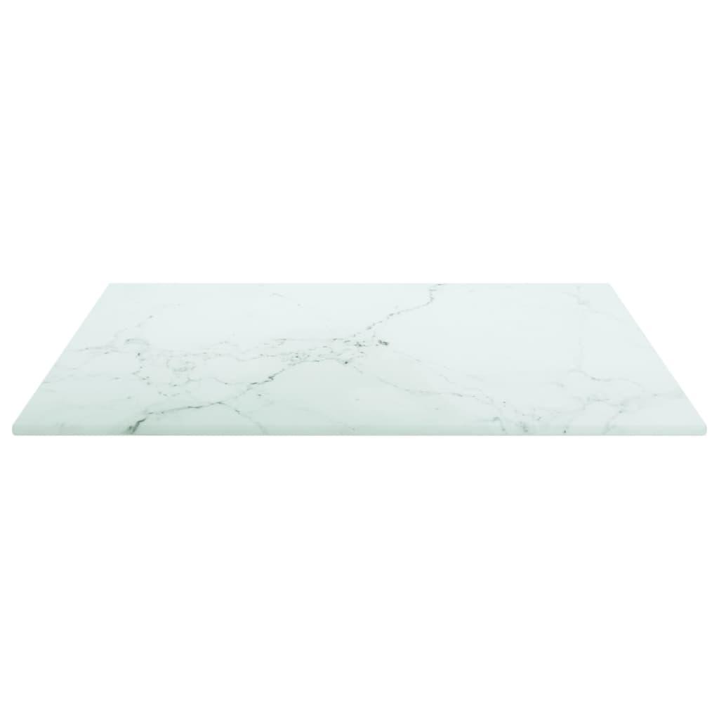 Bordsskiva vit 40x40 cm 6 mm härdat glas med marmortextur - HQ5