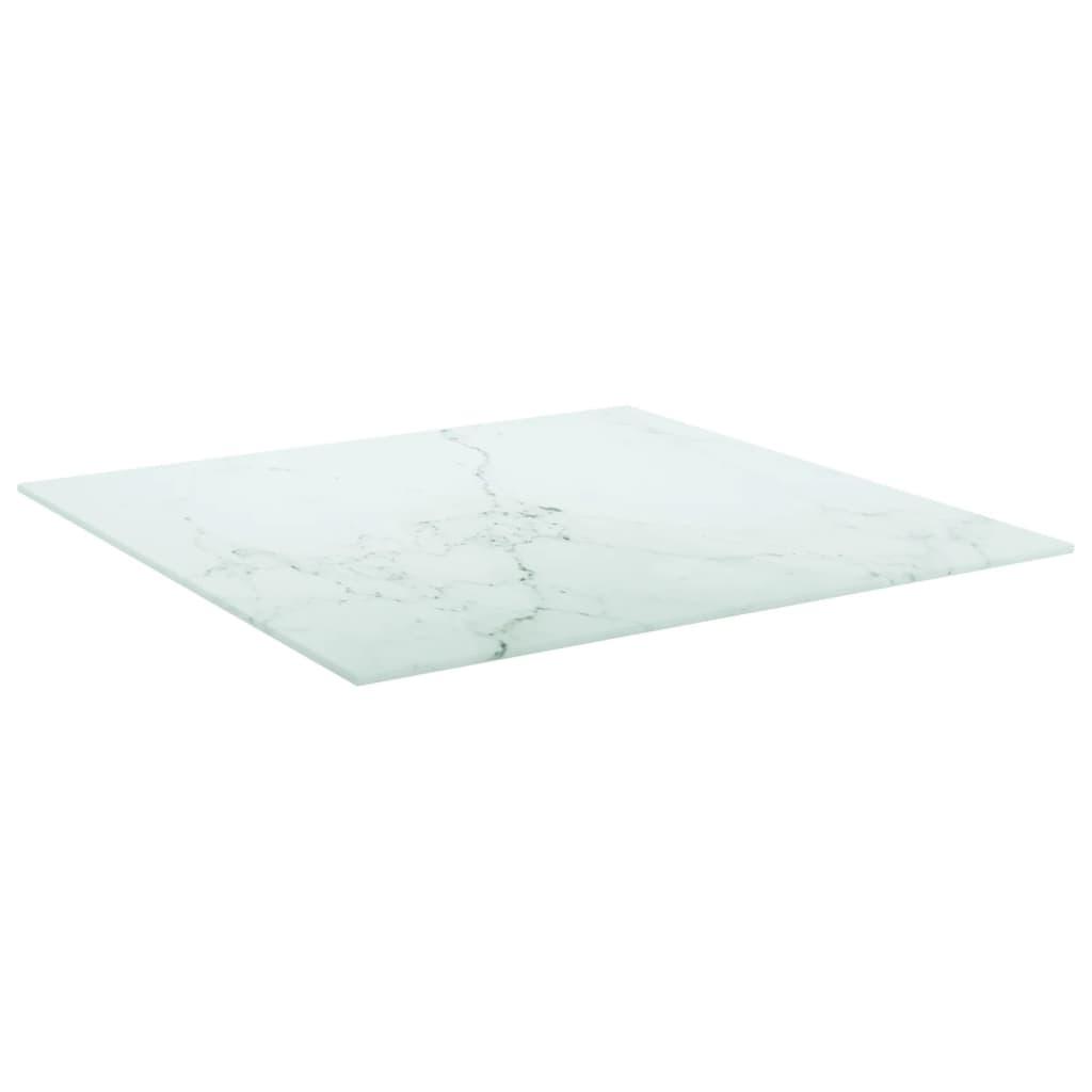 Bordsskiva vit 60x60 cm 6 mm härdat glas med marmortextur - HQ5