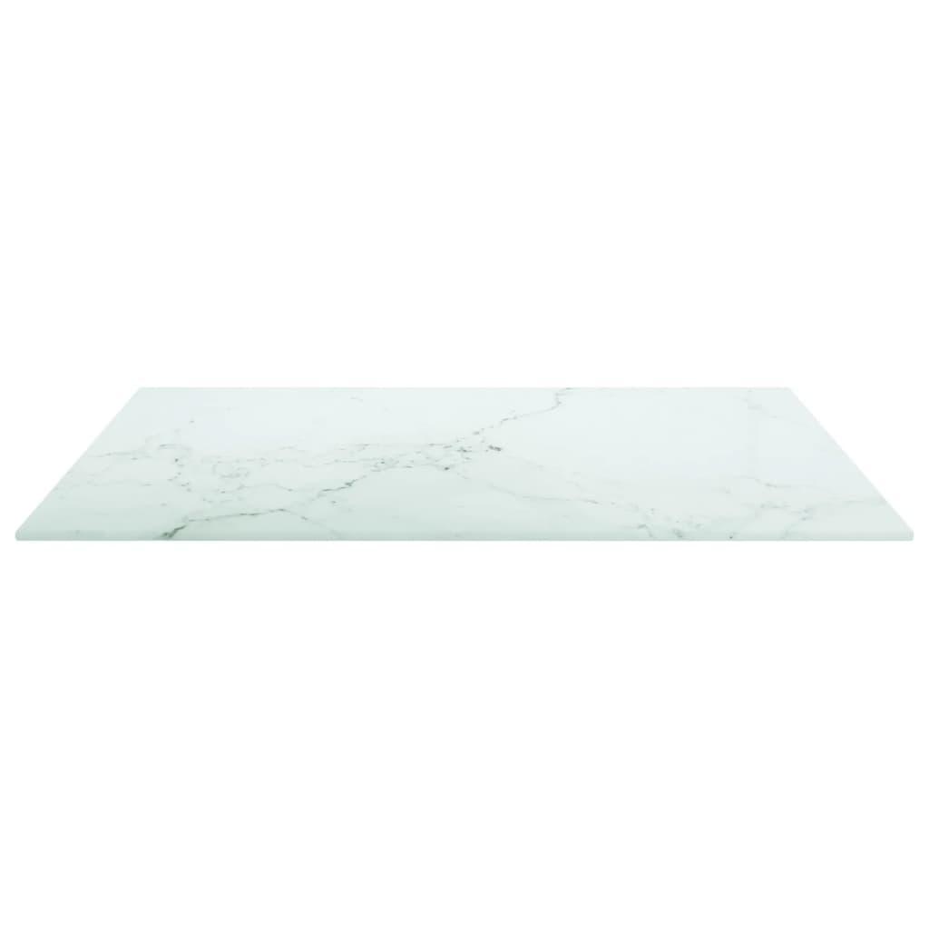 Bordsskiva vit 60x60 cm 6 mm härdat glas med marmortextur - HQ5