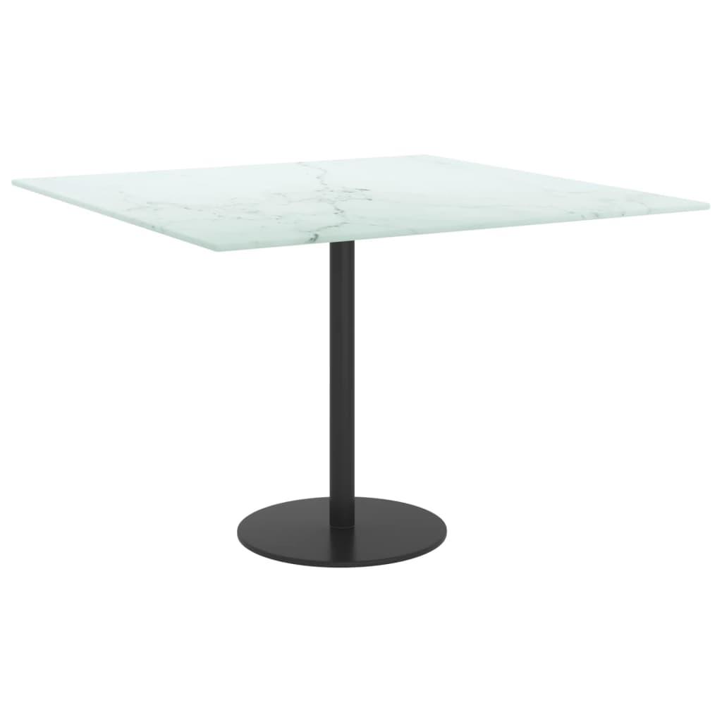 Bordsskiva vit 60x60 cm 6 mm härdat glas med marmortextur - HQ5