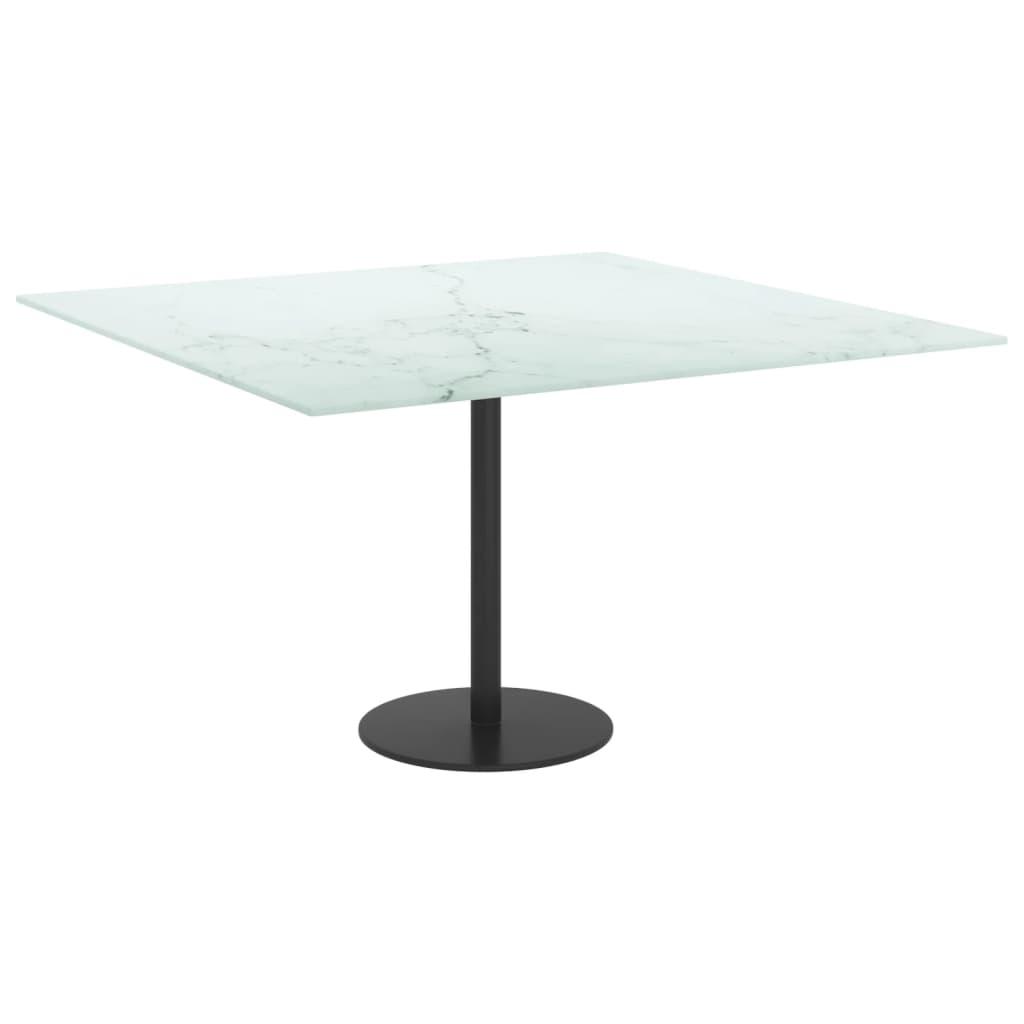 Bordsskiva vit 70x70 cm 6 mm härdat glas med marmortextur - HQ5