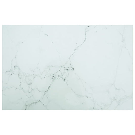 Bordsskiva vit 100x62 cm 8 mm härdat glas med marmortextur