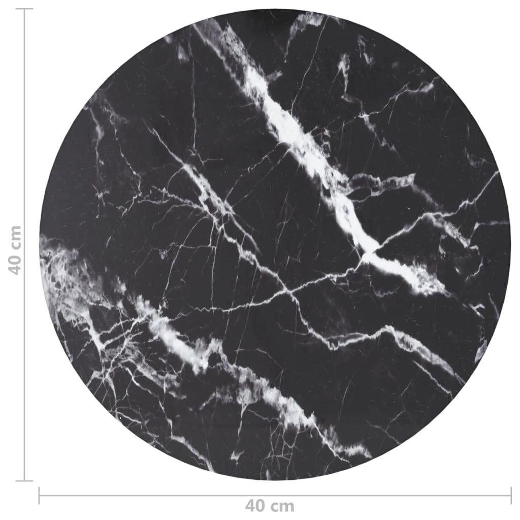 Bordsskiva svart Ø40x0,8 cm härdat glas med marmortextur - HQ5