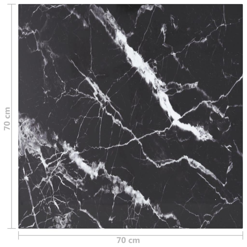 Bordsskiva svart 70x70 cm 6 mm härdat glas med marmortextur - HQ5