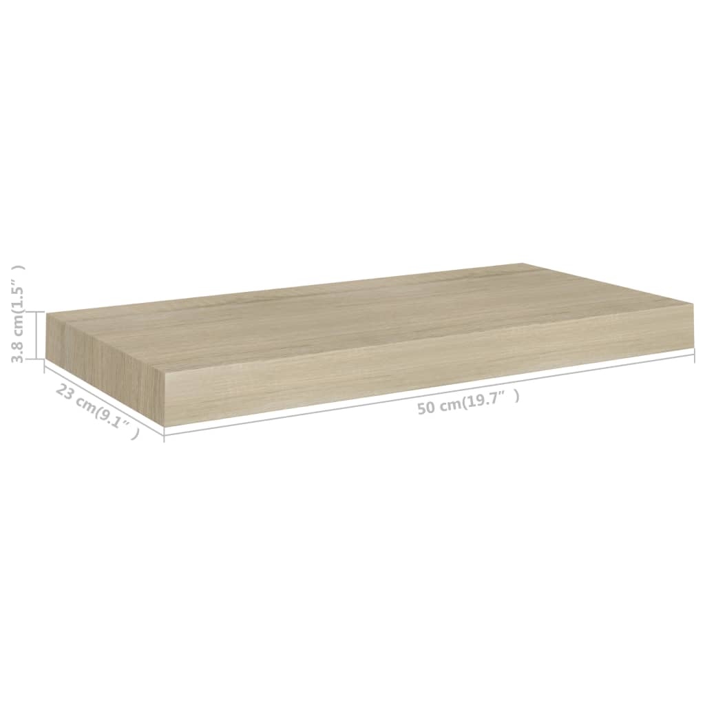 Svävande vägghyllor 4 st ek 50x23x3,8 cm MDF