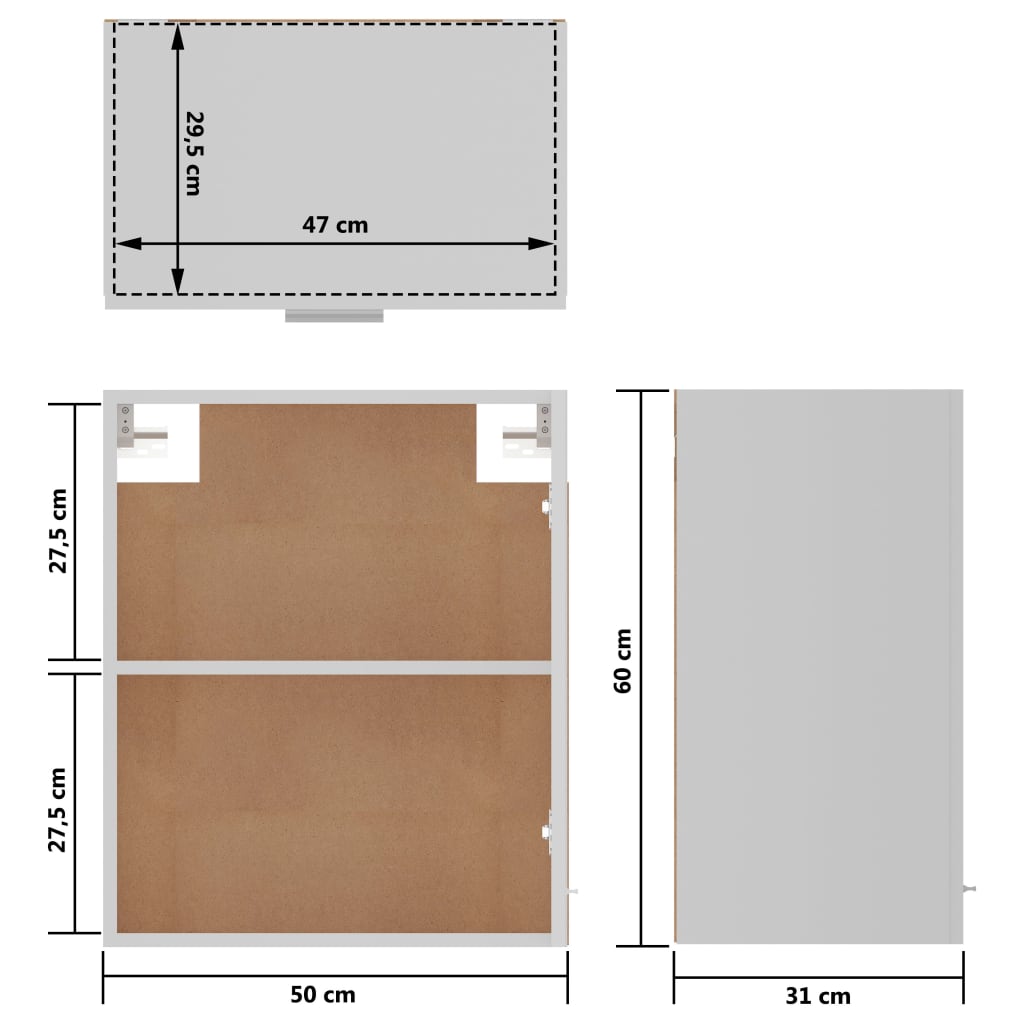 Väggskåp vit 50x31x60 cm konstruerat trä