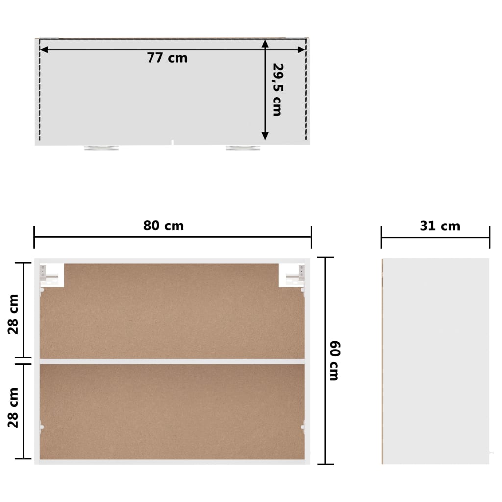 Väggskåp vit högglans 80x31x60 cm konstruerat trä