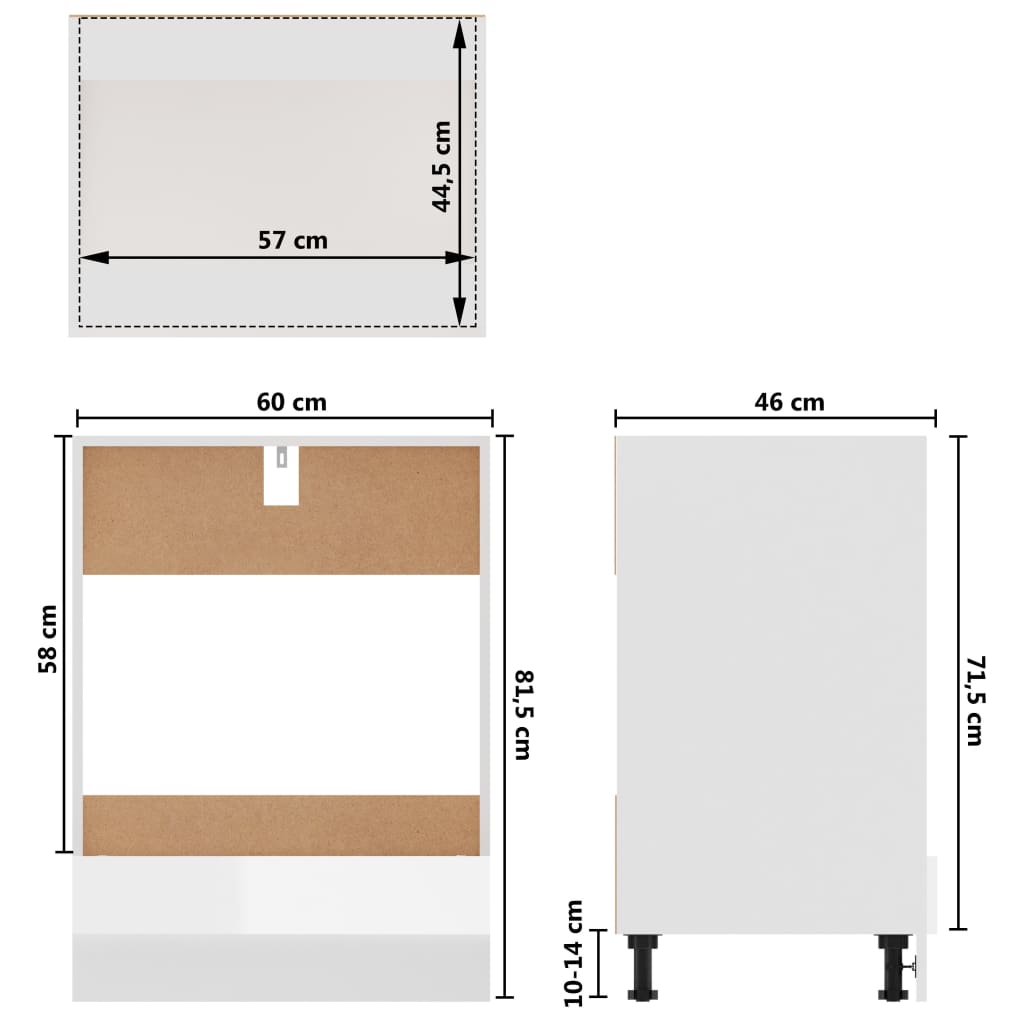 Överskåp vit högglans 60x46x81,5 cm konstruerat trä