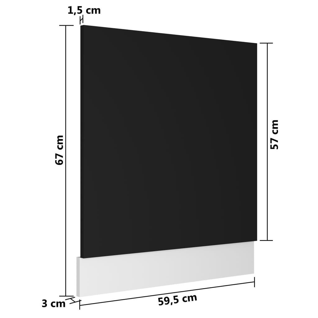 Front för diskmaskin svart 59,5x3x67 cm konstruerat trä