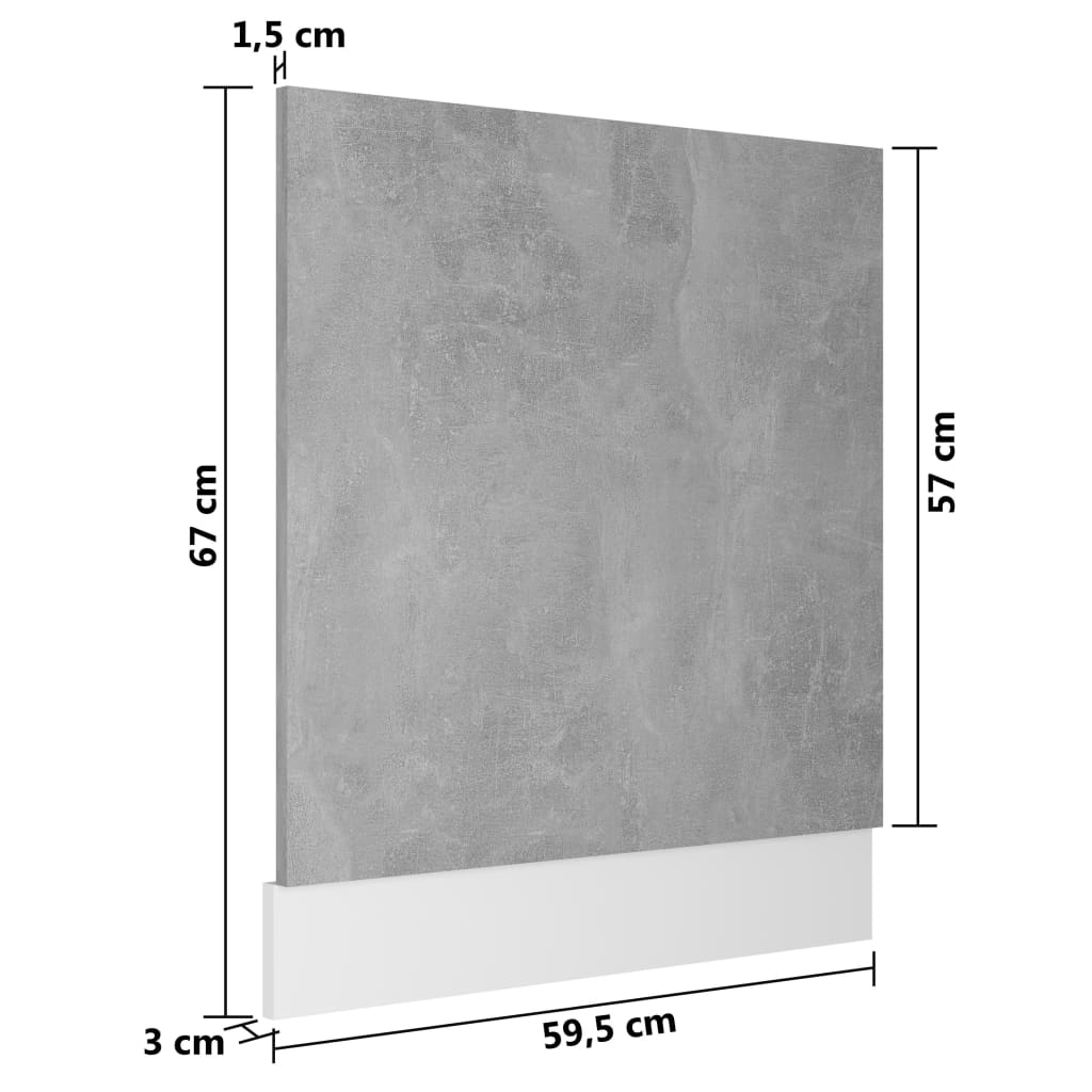 Front för diskmaskin betonggrå 59,5x3x67 cm konstruerat trä