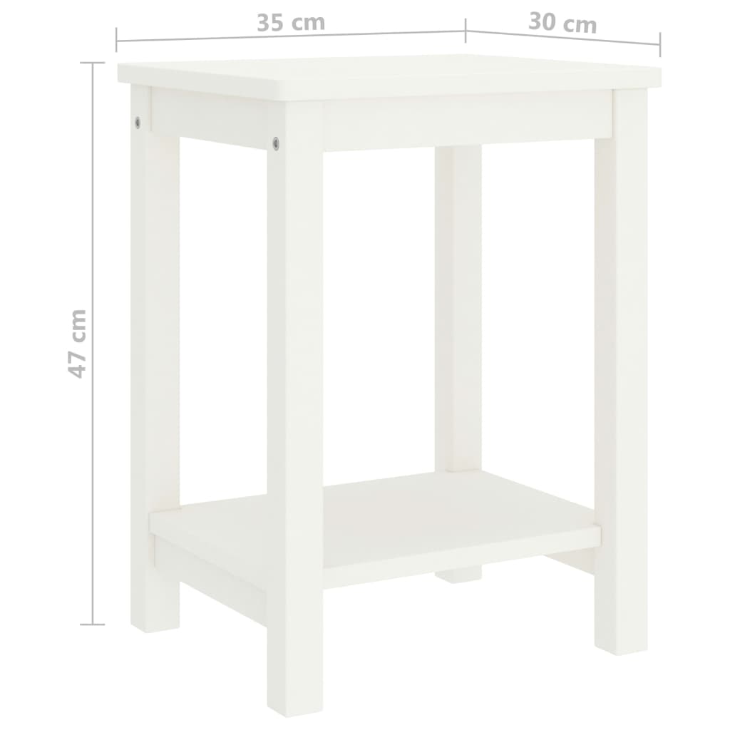 Sängbord vit 35x30x47 cm massiv furu