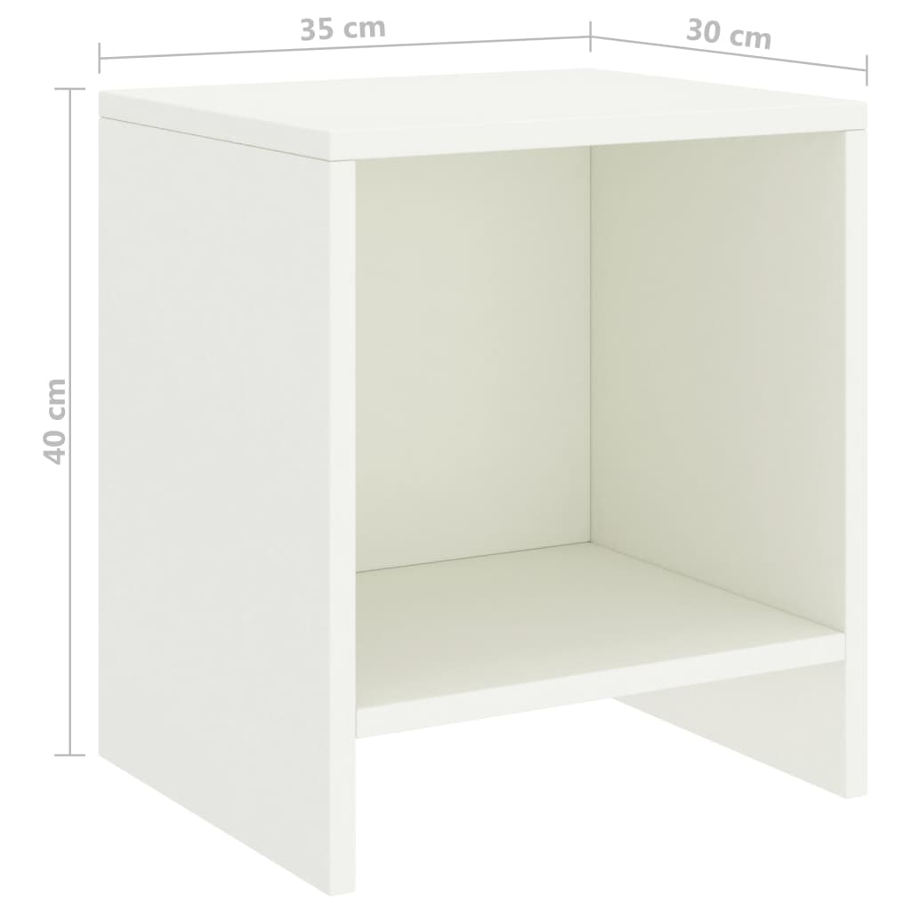 Sängbord 2 st vit 35x30x40 cm massiv furu