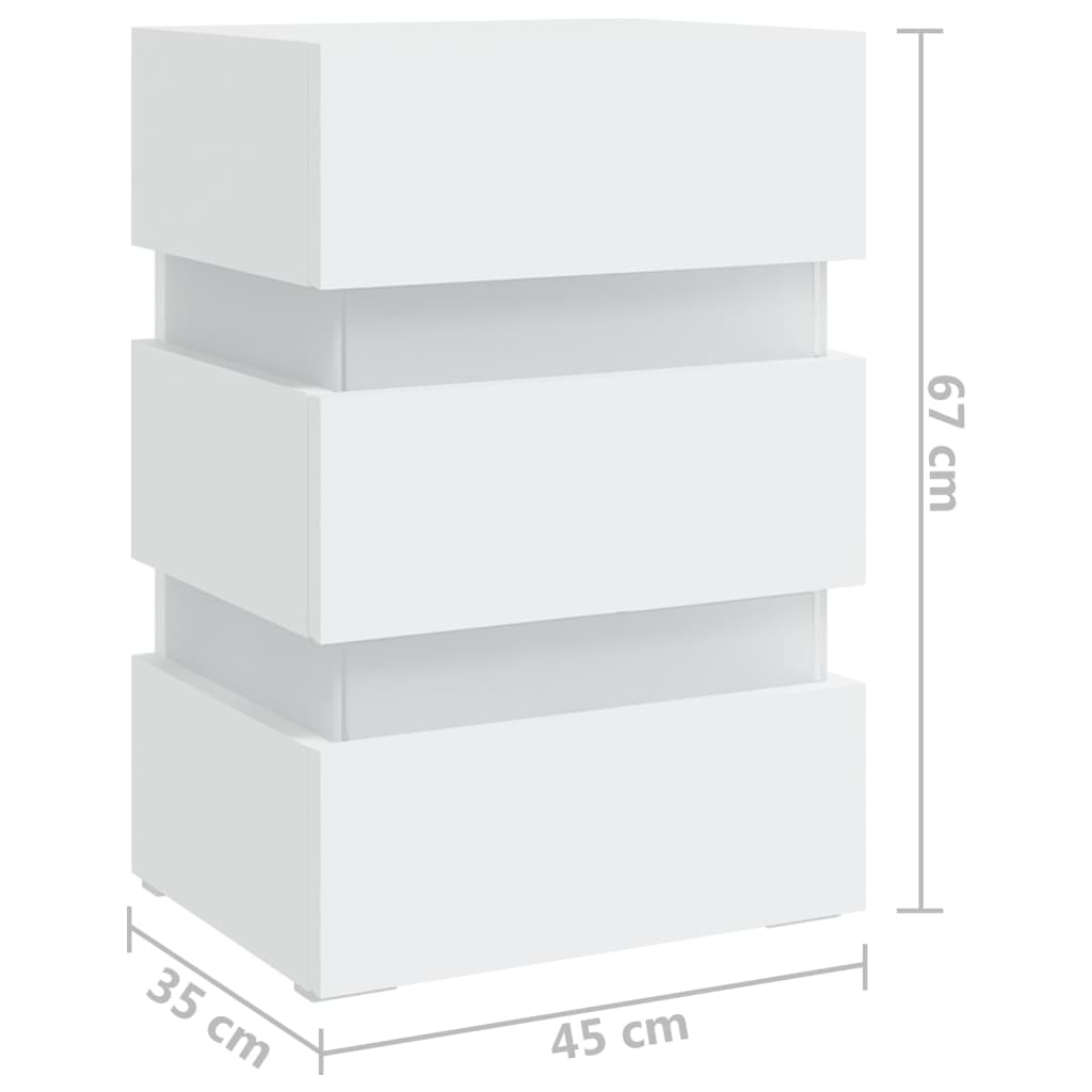 Sängskåp LED vit 45x35x67 cm konstruerat trä