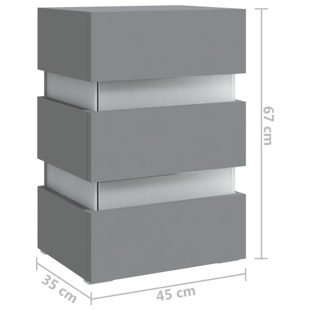 Sängskåp LED grå 45x35x67 cm konstruerat trä