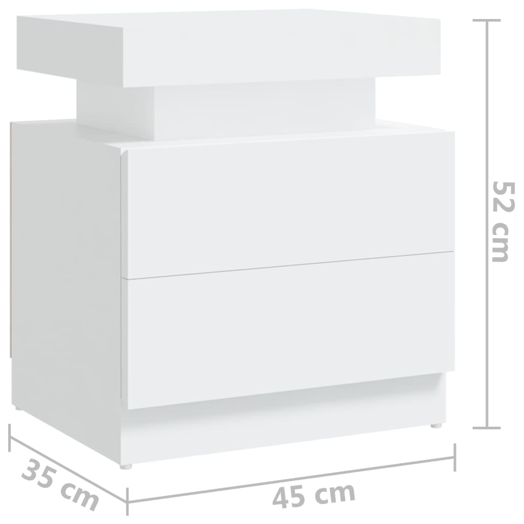 Sängbord vit 45x35x52 cm konstruerat trä