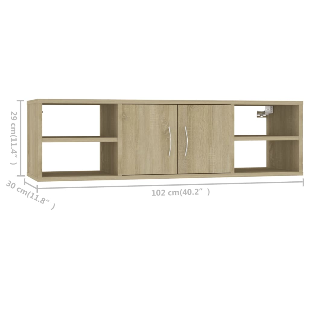 Vägghylla sonoma-ek 102x30x29 cm konstruerat trä