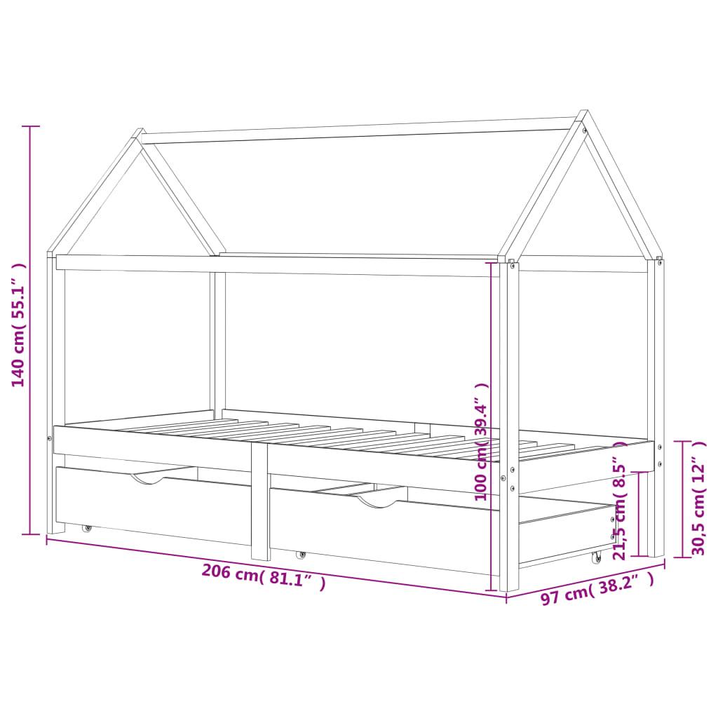 Barnsäng med lådor massiv furu 90x200 cm - HQ5