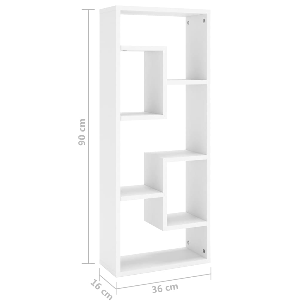 Vägghylla vit 36x16x90 cm konstruerat trä