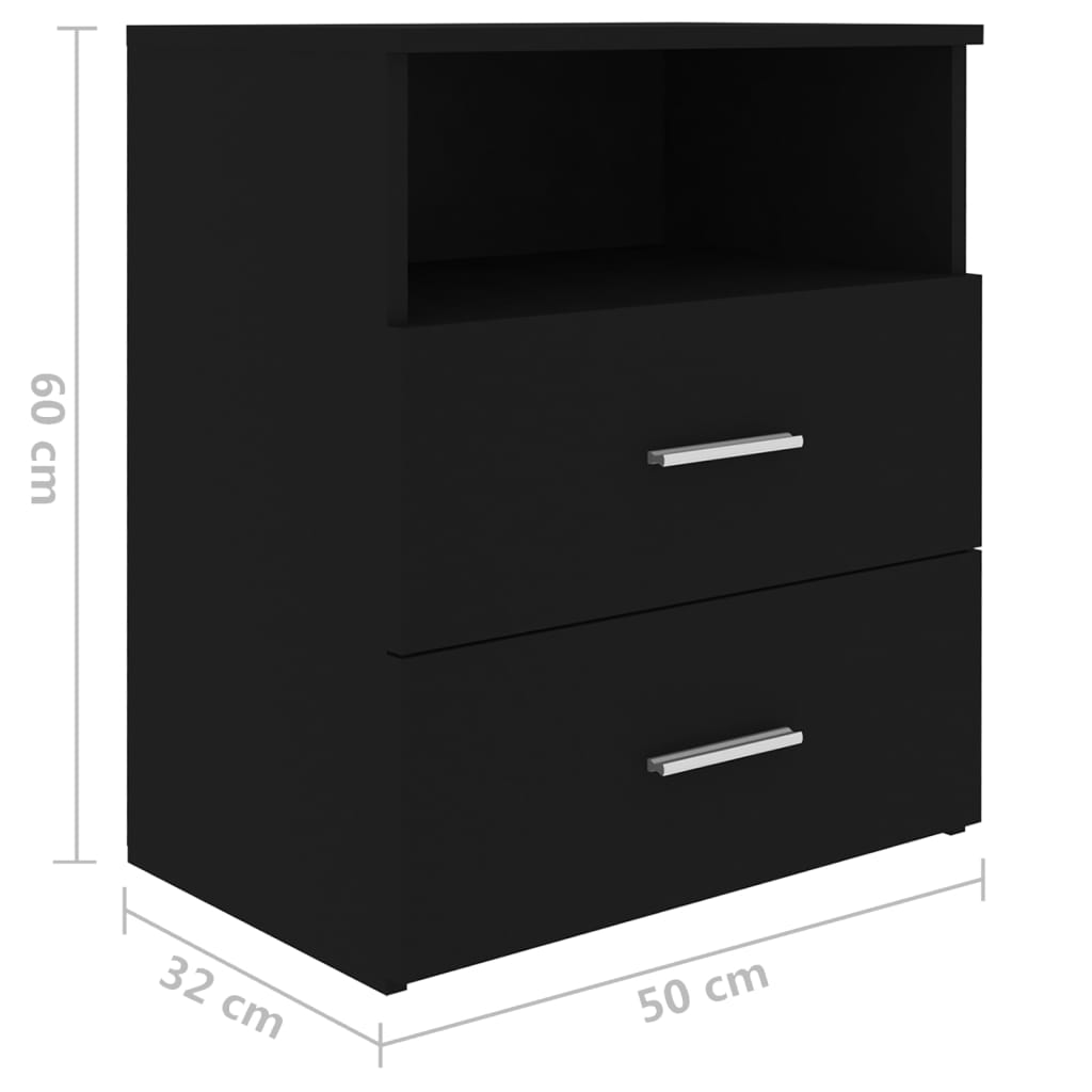 Sängbord 2 st svart 50x32x60 cm