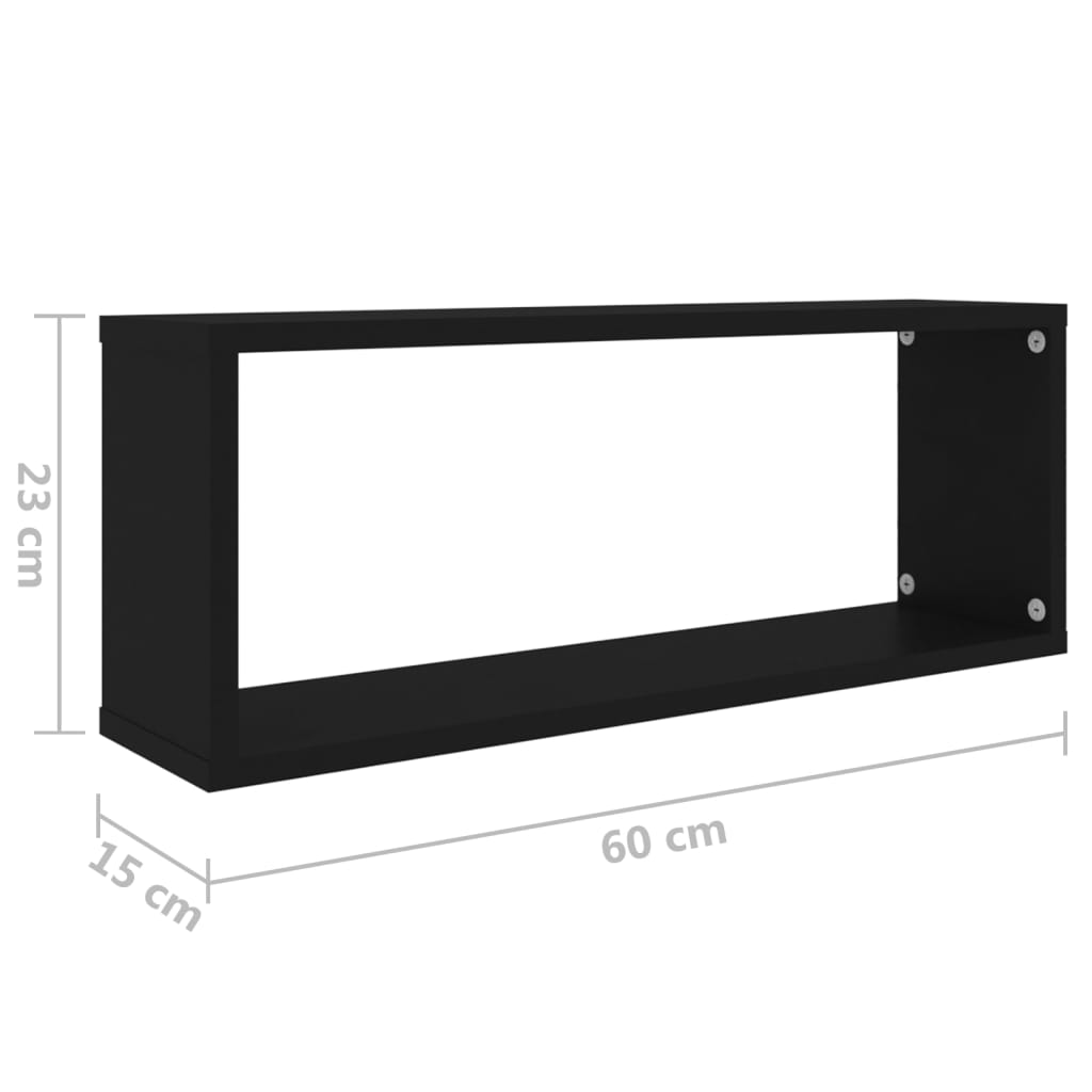 Vägghyllor 4 st svart 60x15x23 cm konstruerat trä