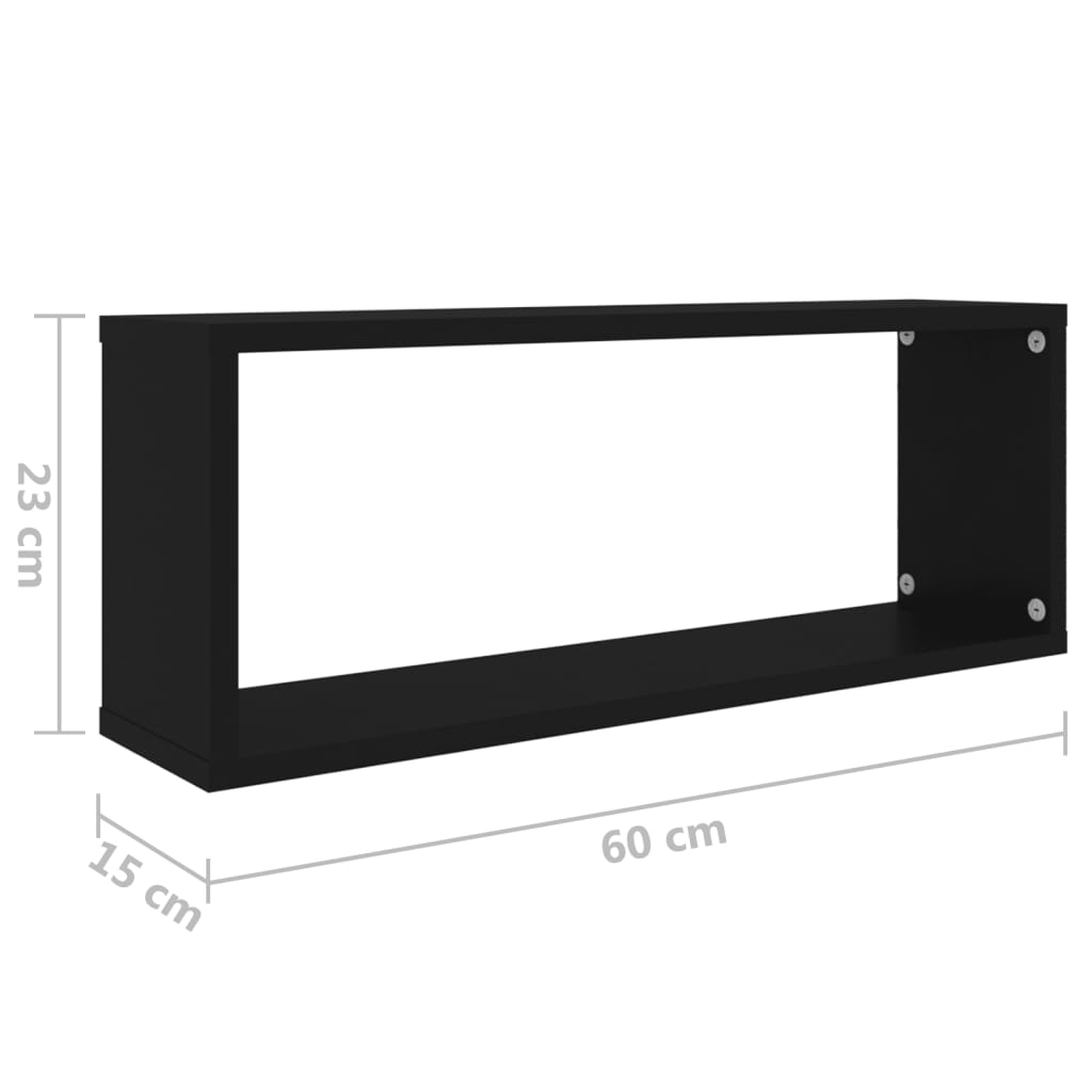 Vägghyllor 6 st svart 60x15x23 cm konstruerat trä