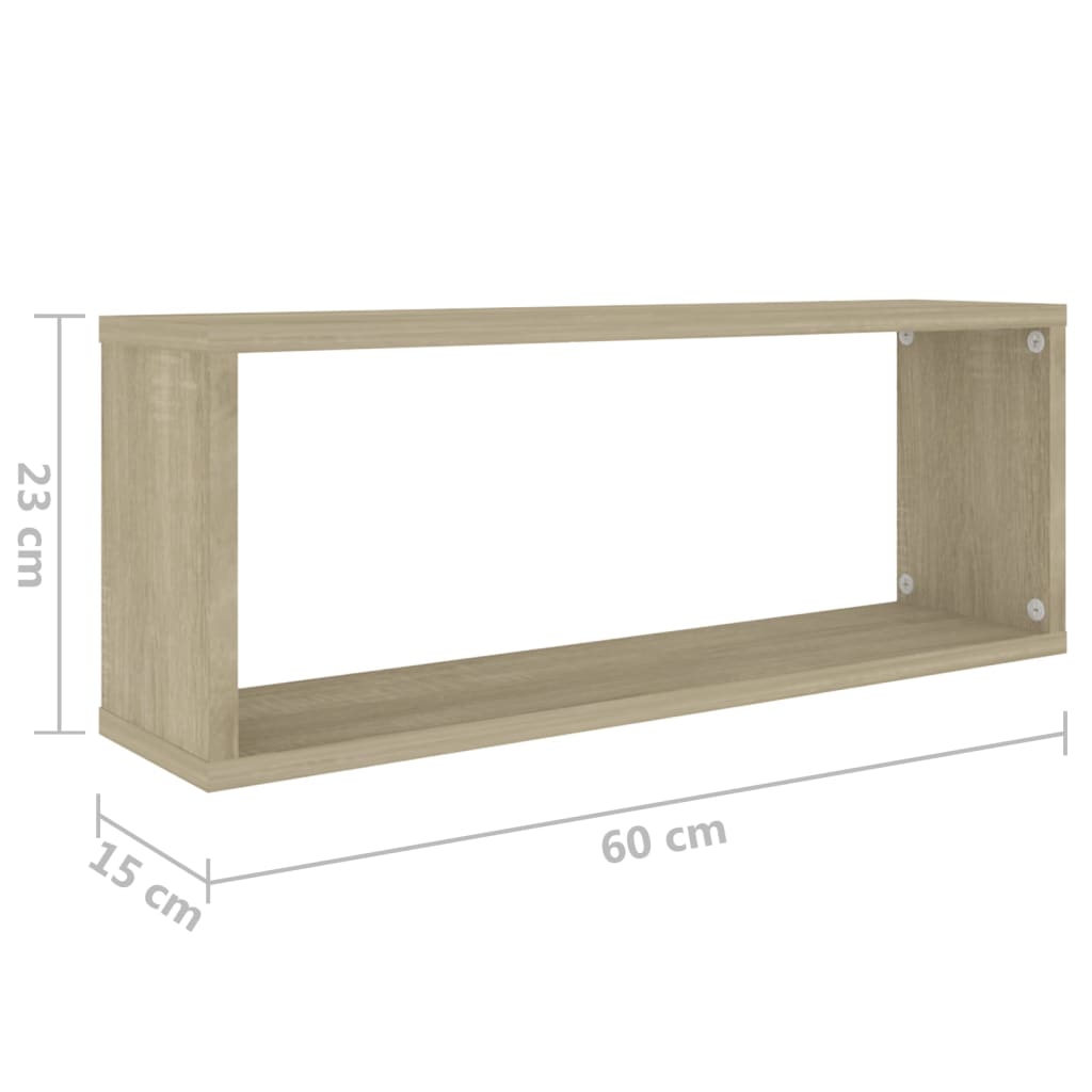 Vägghyllor 2 st sonoma-ek 60x15x23cm konstruerat trä