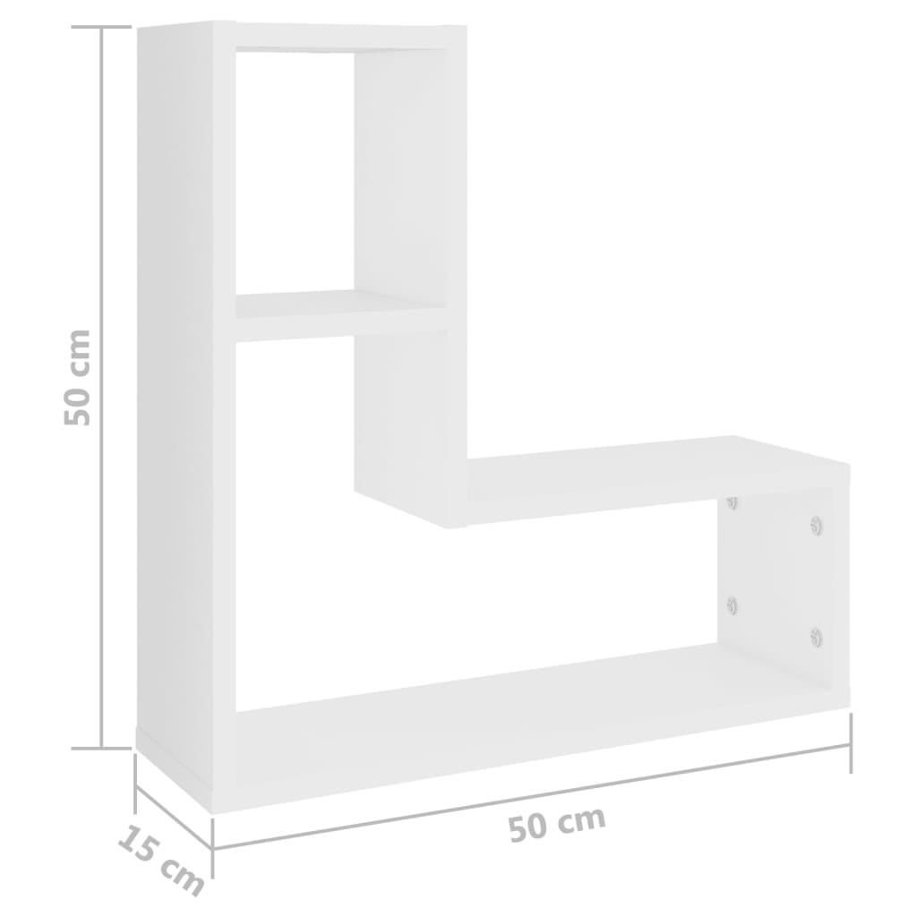 Vägghyllor 2 st vit 50x15x50 cm konstruerat trä