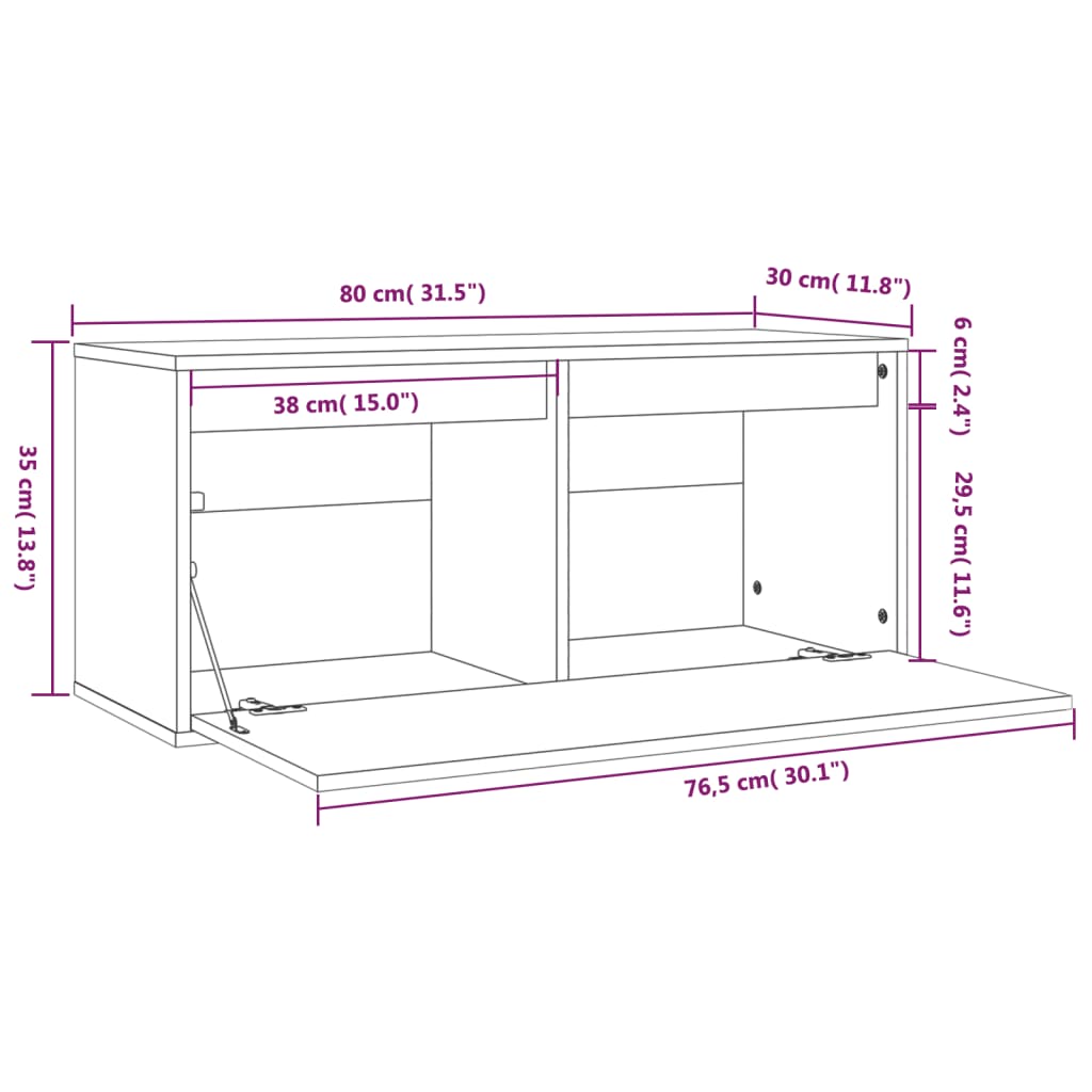 Väggskåp vit 80x30x35 cm massiv furu