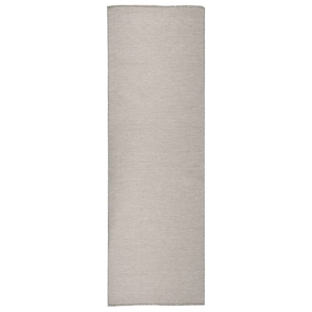 Utomhusmatta plattvävd 80x250 cm taupe