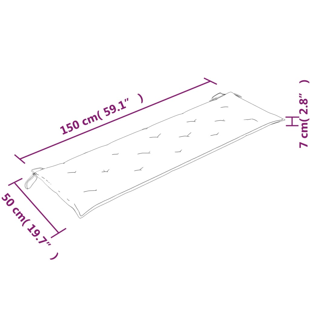 Bataviabänk med gräddvit dyna 150 cm massiv teak