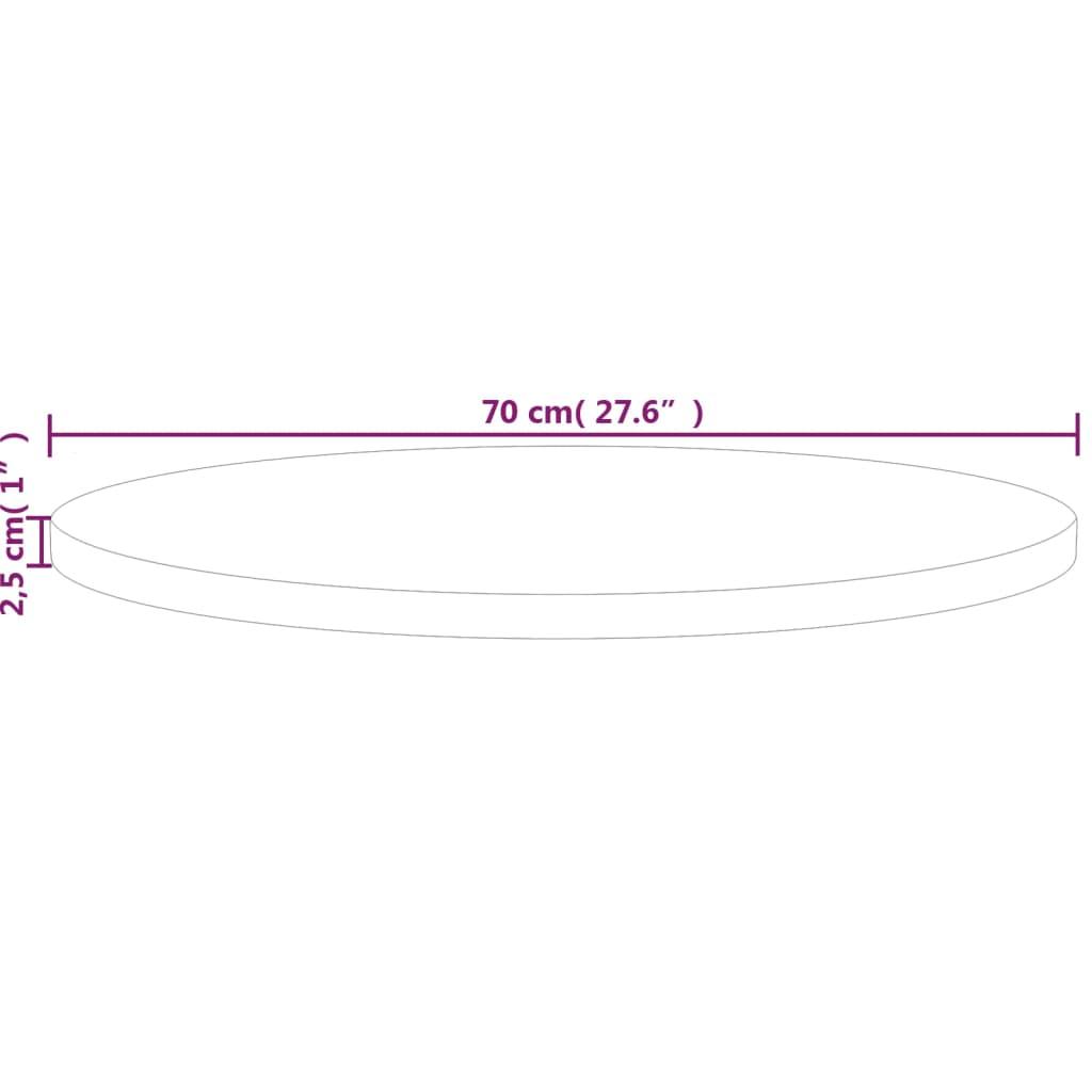 Rund bordsskiva Ø70x2,5 cm obehandlat massiv ek - HQ5