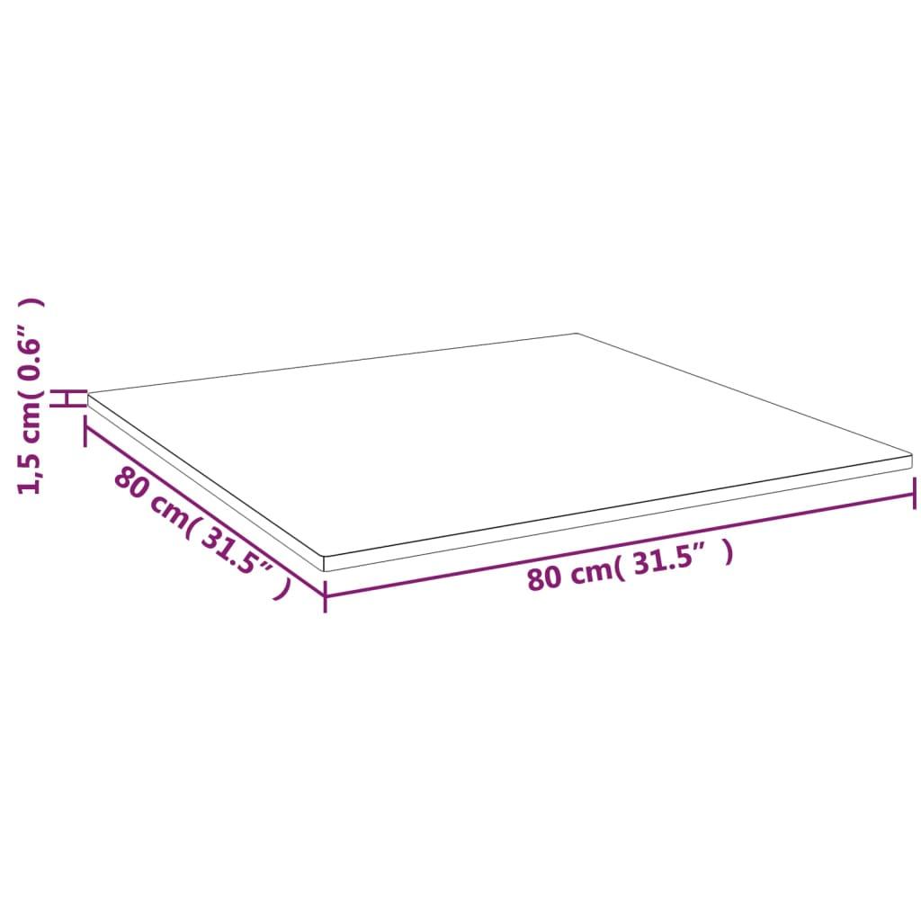 Fyrkantig bordsskiva ljusbrun 80x80x1,5cm behandlad massiv ek - HQ5