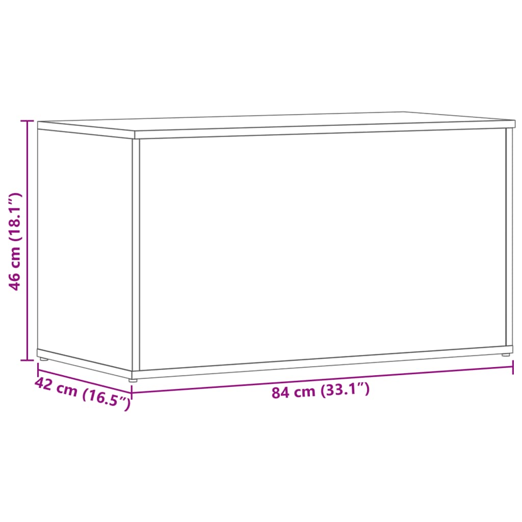 Förvaringskista rökfärgad ek 84x42x46 cm konstruerat trä