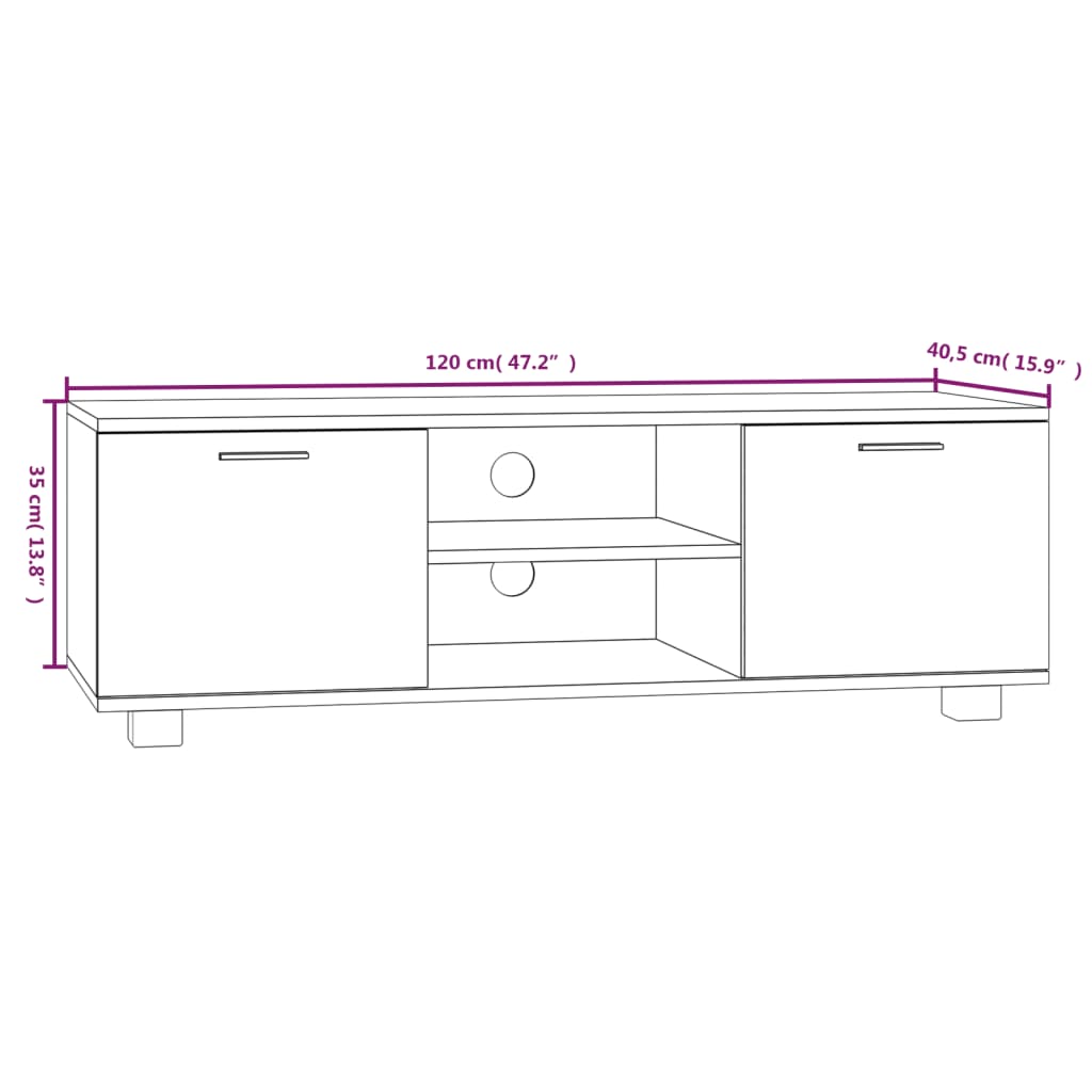 Tv-bänk sonama-ek 120x40,5x35 cm konstruerat trä