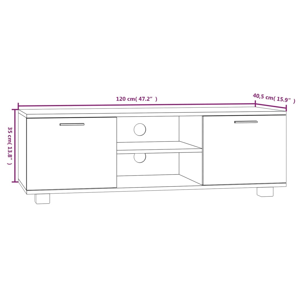 Tv-bänk svart 120x40,5x35 cm konstruerat trä