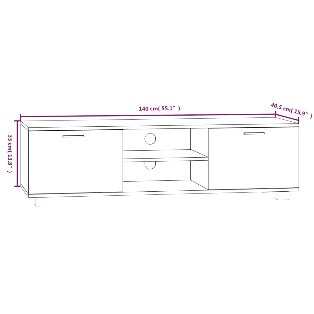 Tv-bänk sonama-ek 140x40,5x35 cm konstruerat trä