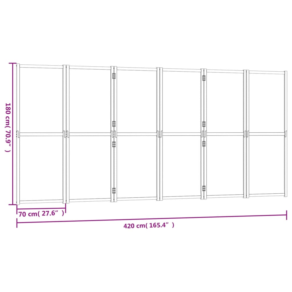 Rumsavdelare 6 paneler svart 420x180 cm