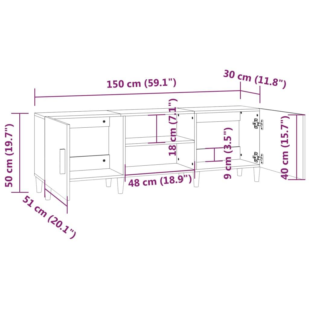 Tv-bänk vit 150x30x50 cm konstruerat trä - HQ5